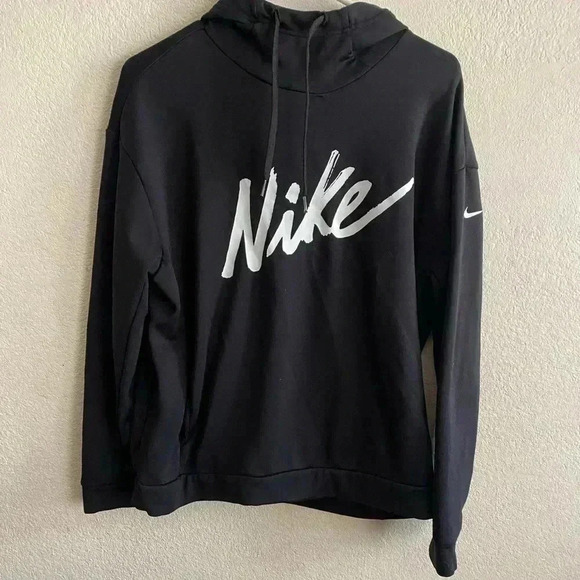 Nike Black Women's Sportswear Large Logo Hoodie Funnel Neck Hoodie S - Picture 2 of 12